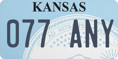 KS license plate 077ANY