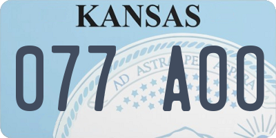 KS license plate 077AOO