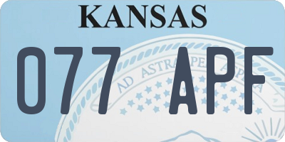 KS license plate 077APF