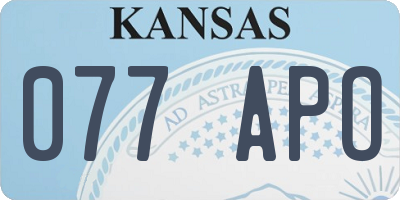 KS license plate 077APO