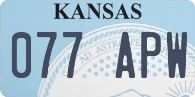 KS license plate 077APW