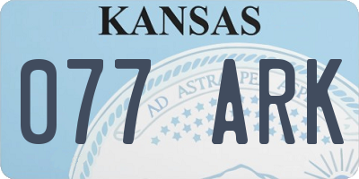 KS license plate 077ARK