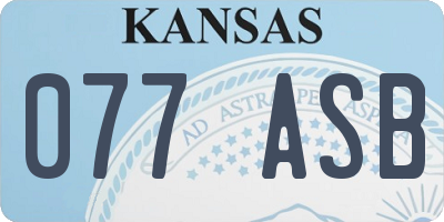KS license plate 077ASB