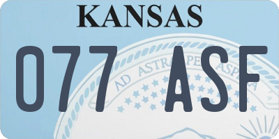 KS license plate 077ASF