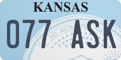 KS license plate 077ASK