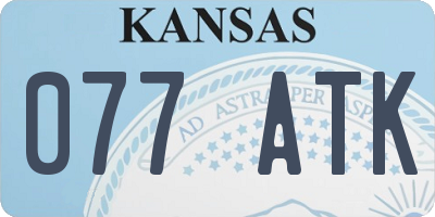 KS license plate 077ATK