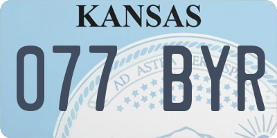KS license plate 077BYR