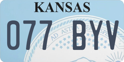 KS license plate 077BYV