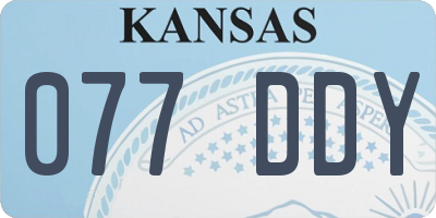 KS license plate 077DDY