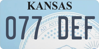 KS license plate 077DEF
