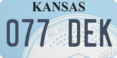 KS license plate 077DEK