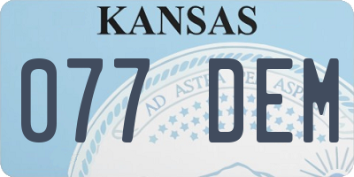 KS license plate 077DEM