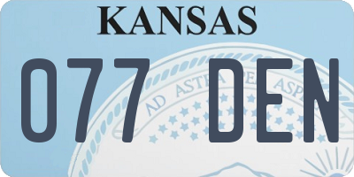 KS license plate 077DEN