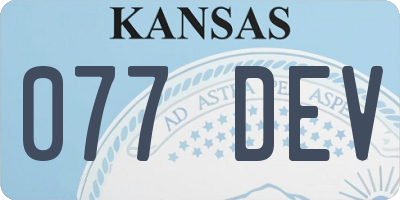 KS license plate 077DEV