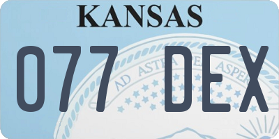 KS license plate 077DEX