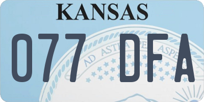 KS license plate 077DFA