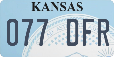 KS license plate 077DFR