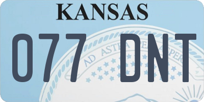 KS license plate 077DNT