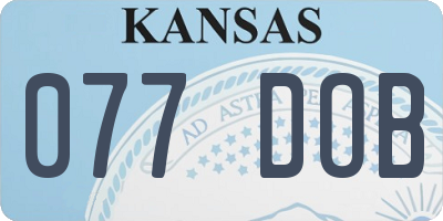 KS license plate 077DOB