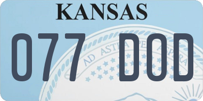 KS license plate 077DOD