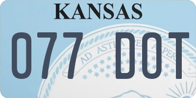 KS license plate 077DOT