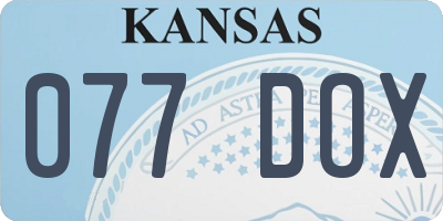 KS license plate 077DOX