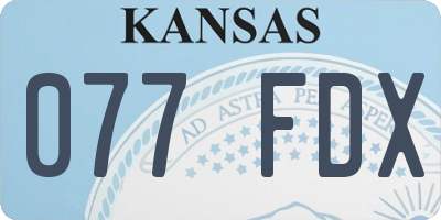 KS license plate 077FDX