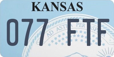 KS license plate 077FTF