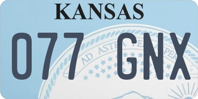 KS license plate 077GNX