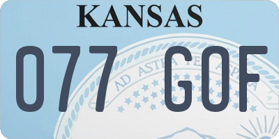 KS license plate 077GOF