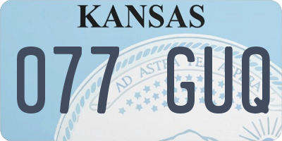 KS license plate 077GUQ