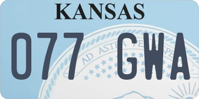 KS license plate 077GWA