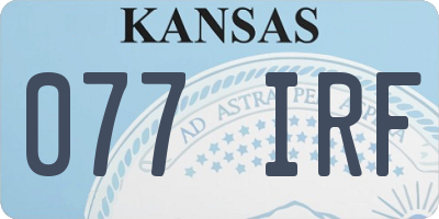 KS license plate 077IRF