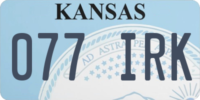 KS license plate 077IRK