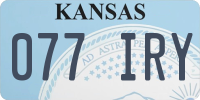 KS license plate 077IRY