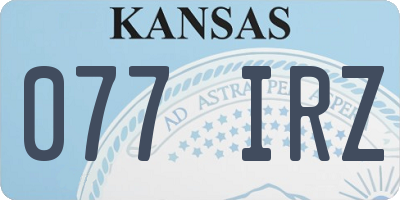 KS license plate 077IRZ