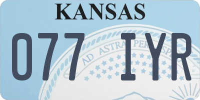 KS license plate 077IYR