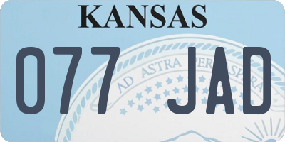 KS license plate 077JAD