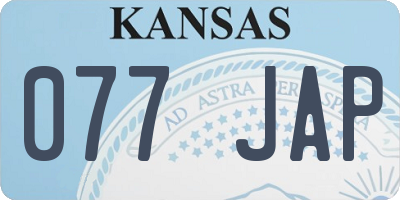 KS license plate 077JAP