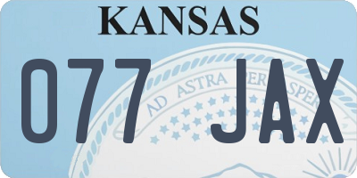 KS license plate 077JAX