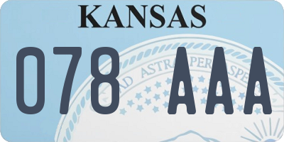 KS license plate 078AAA