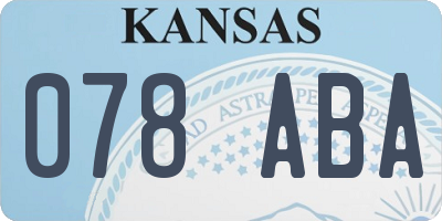KS license plate 078ABA
