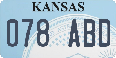 KS license plate 078ABD