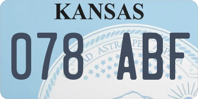 KS license plate 078ABF