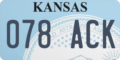 KS license plate 078ACK