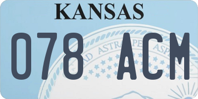 KS license plate 078ACM