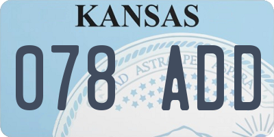 KS license plate 078ADD