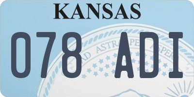 KS license plate 078ADI