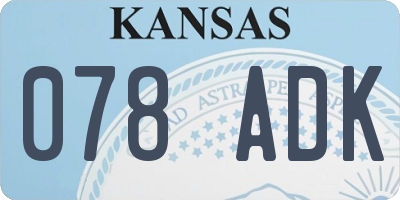 KS license plate 078ADK