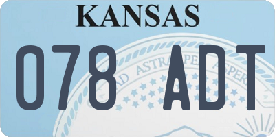 KS license plate 078ADT